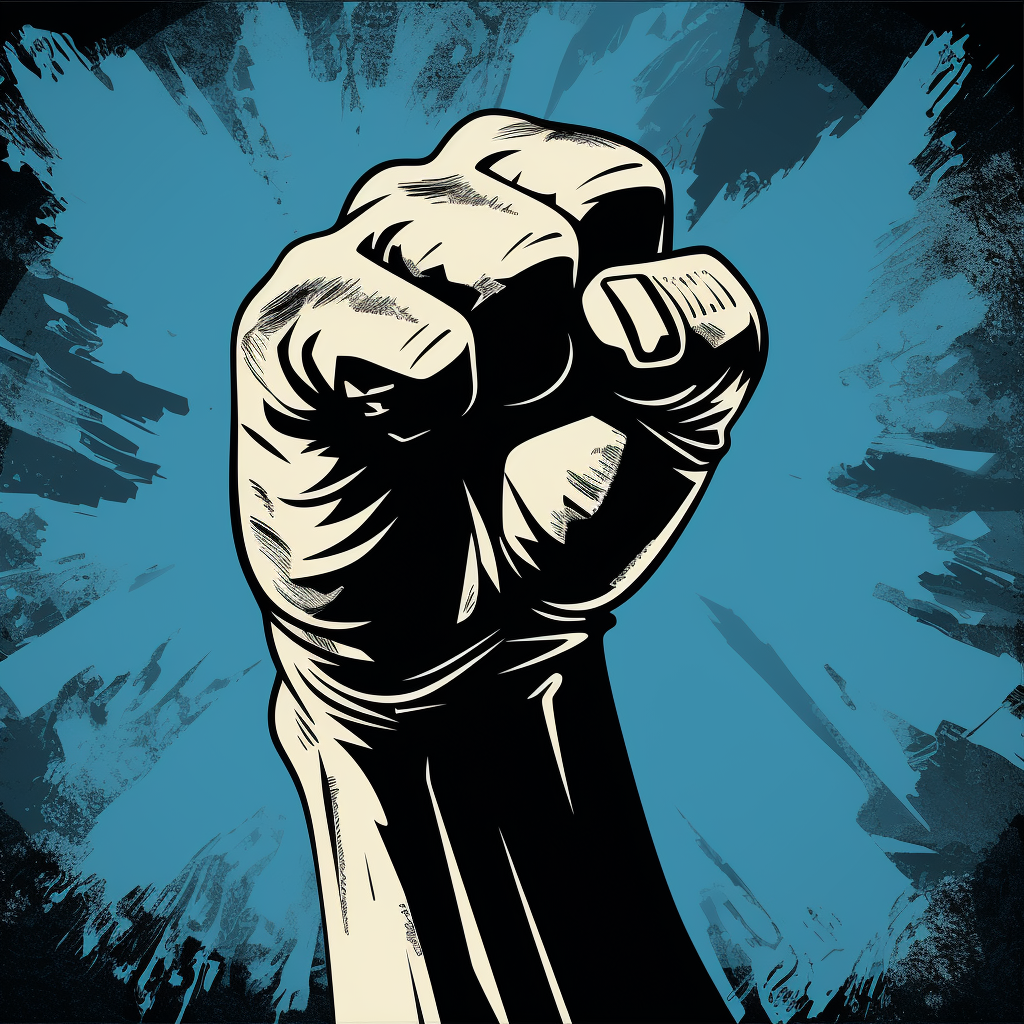 Fist in Blue, Black, and White