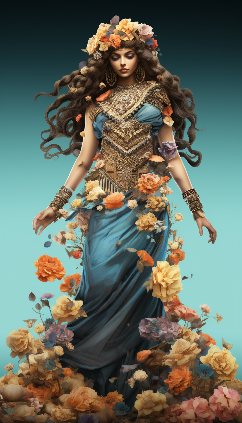 Cleopatra in flower dress hero art