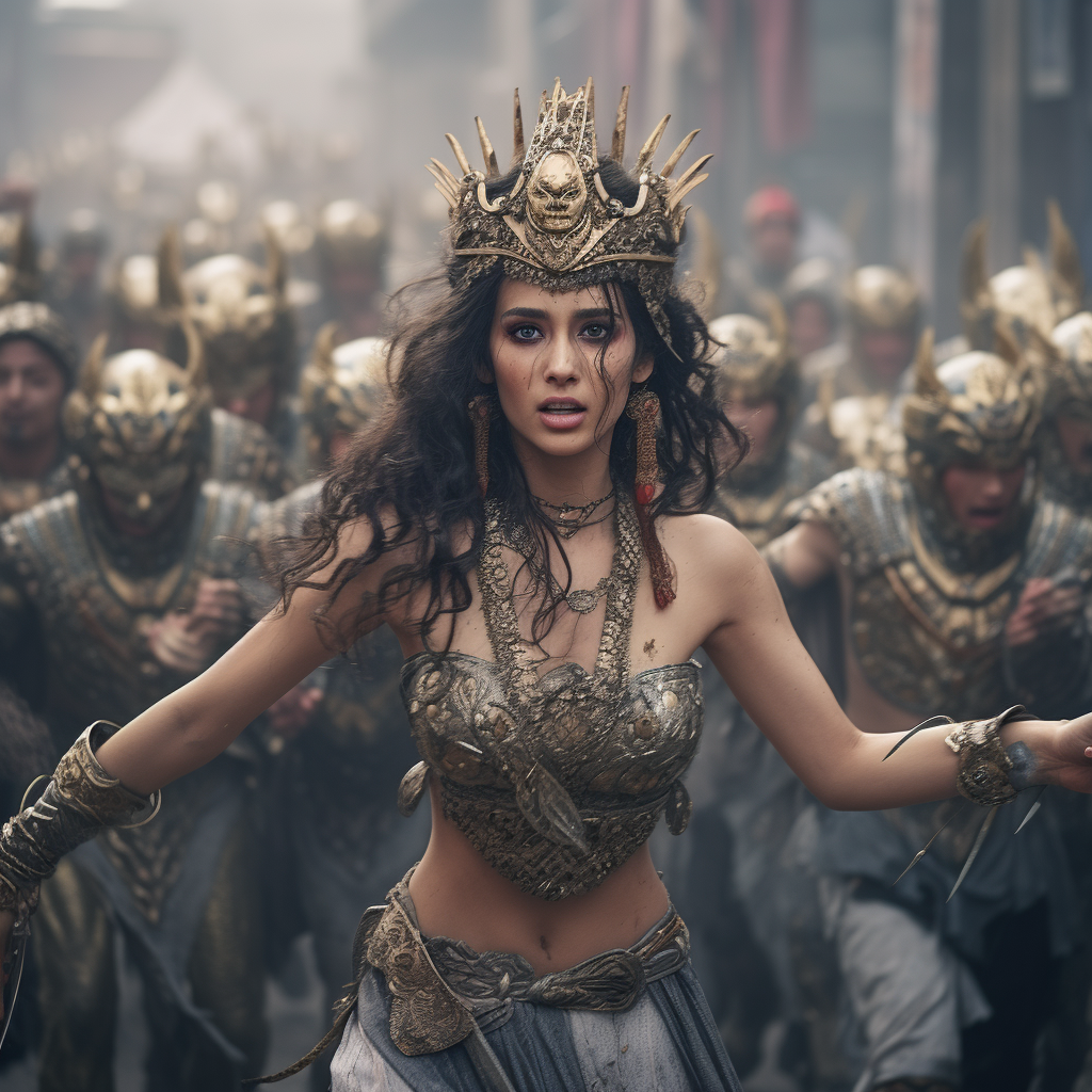 Queen Cleopatra chased by zombies in Beijing