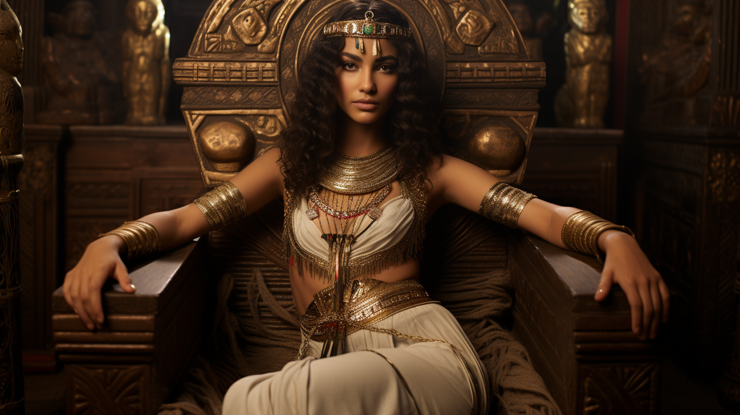 Cleopatra sitting at throne at 18