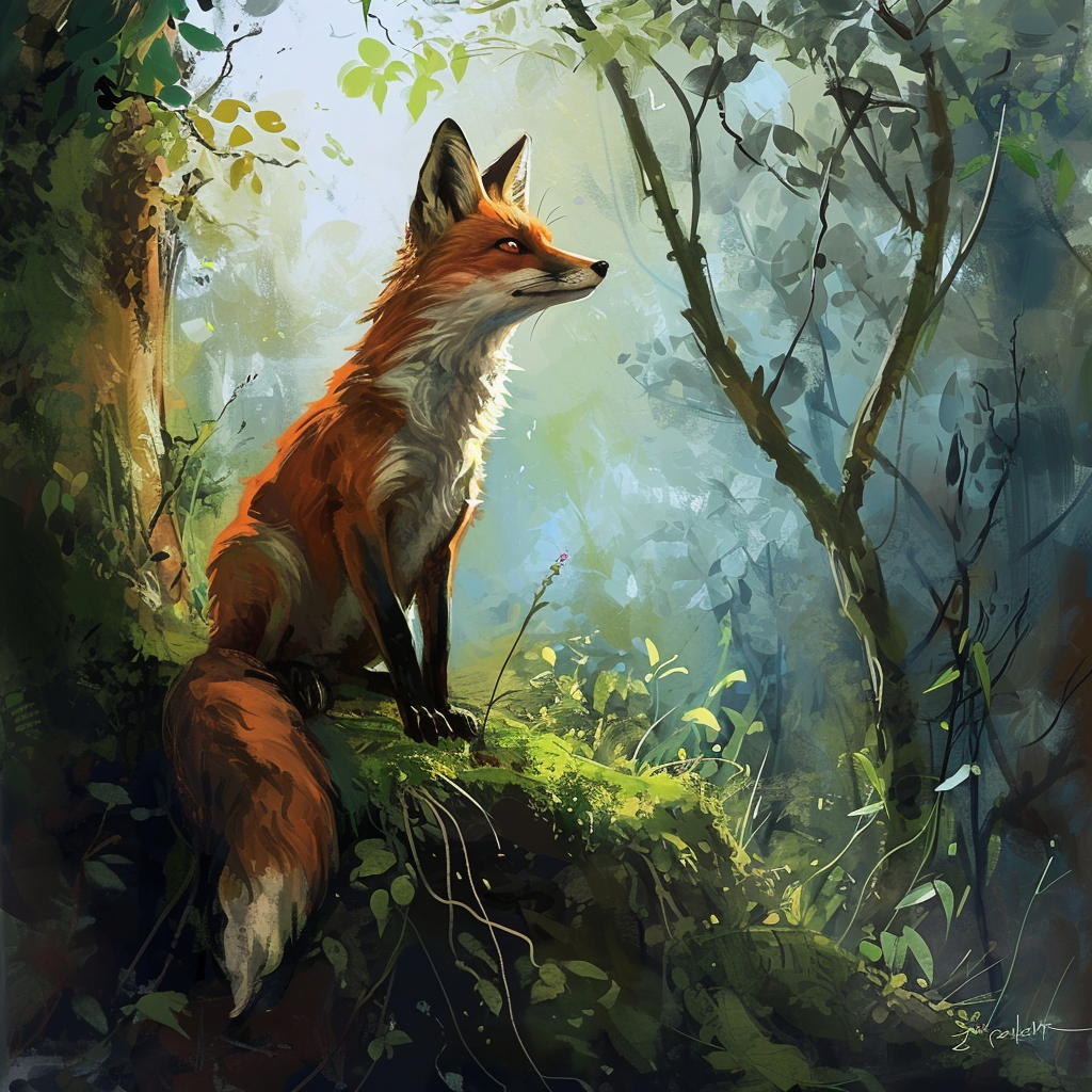 Image of a clever fox searching for treasure