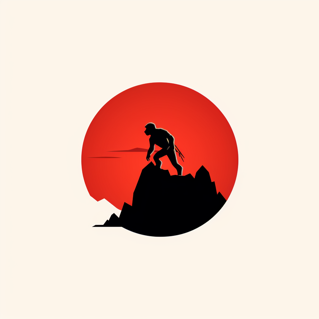 Minimalist monkey climbing logo design