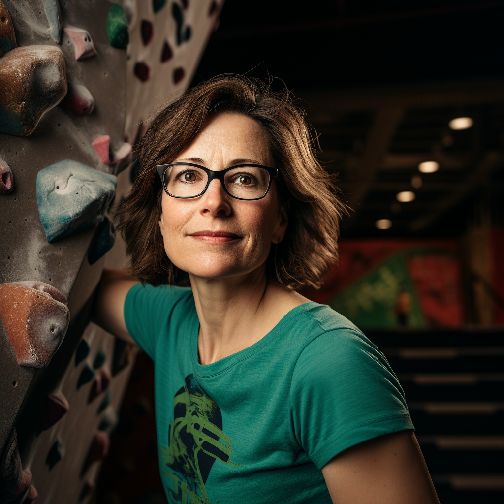 Active woman conquering indoor bouldering challenge