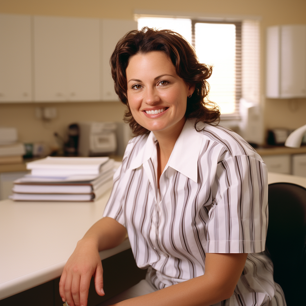 Clinic Manager Smiling at Desk