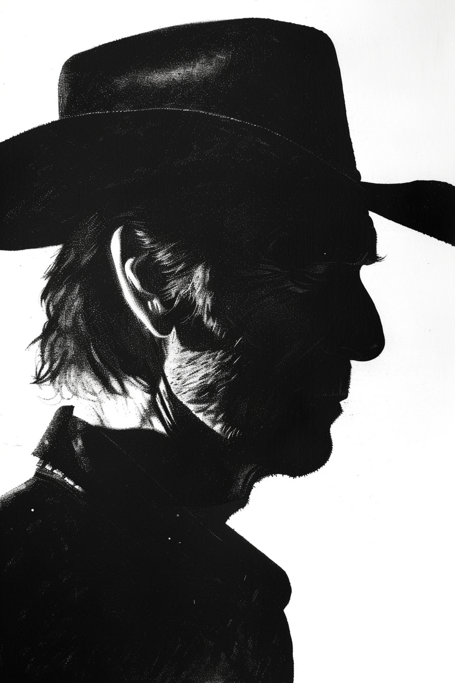 Clint Eastwood Ink Portrait Silhouette