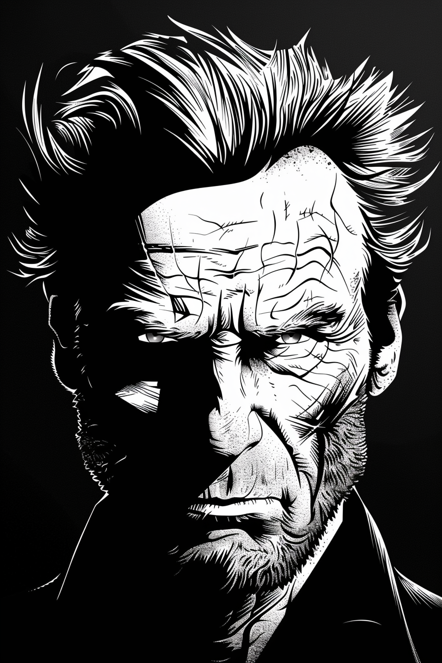 Actor Clint Eastwood Cartoon Stencil