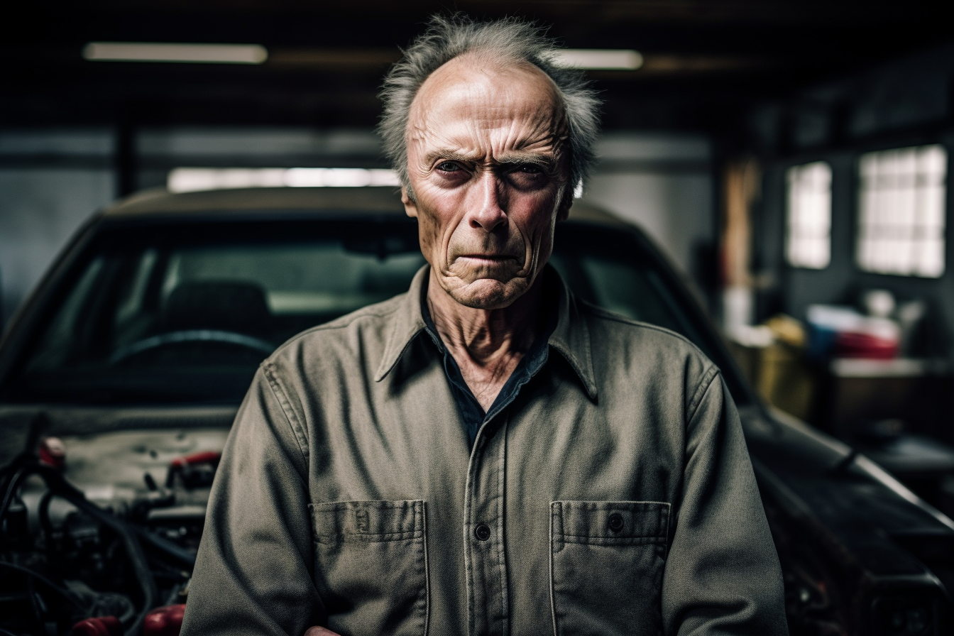 Clint Eastwood in Car Workshop