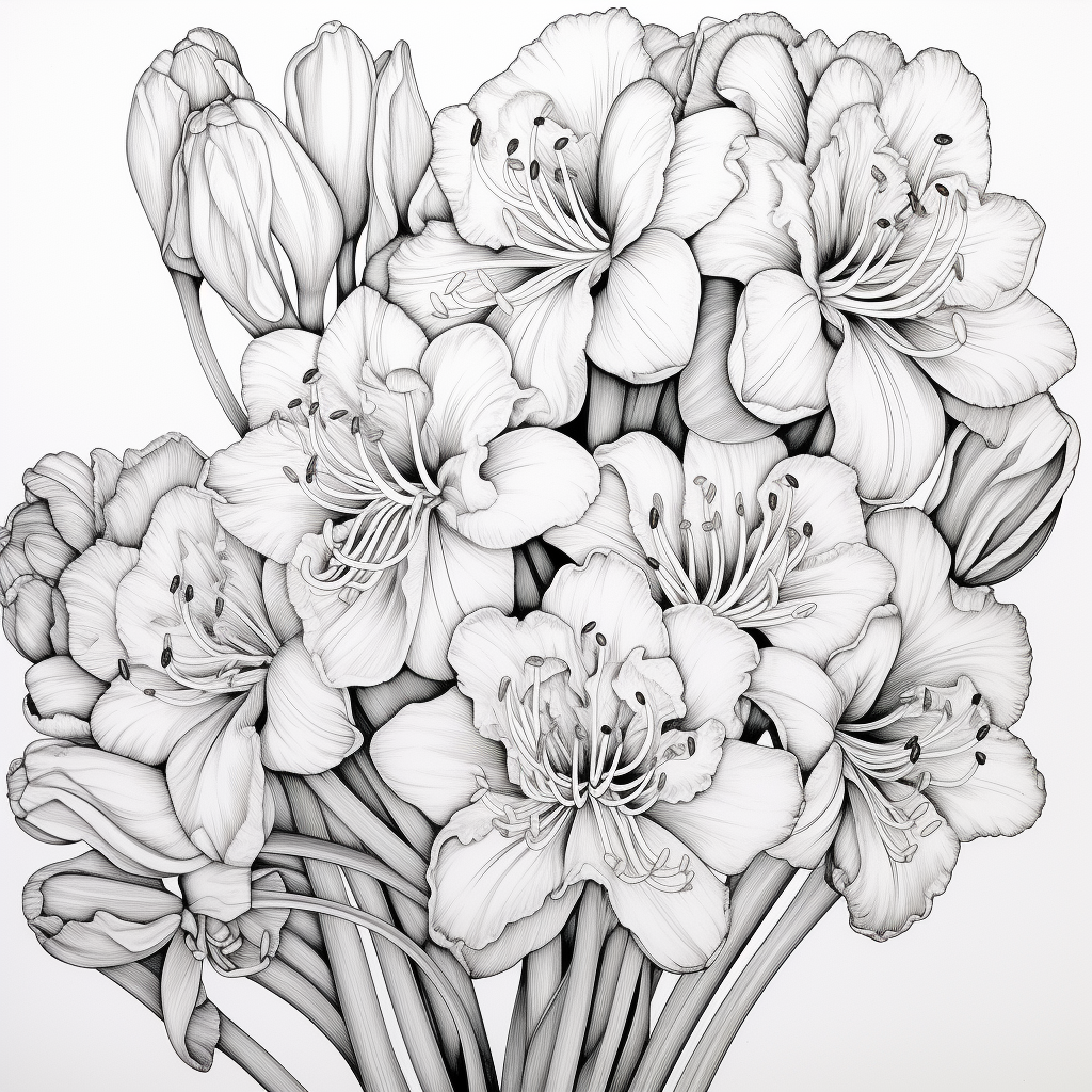 Intricate Clivia Minata Flowers Coloring Image