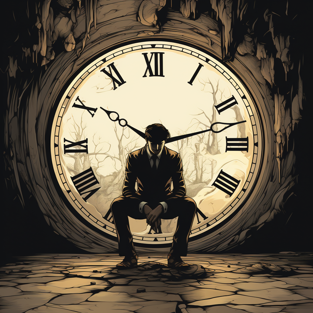 Man sitting on clock