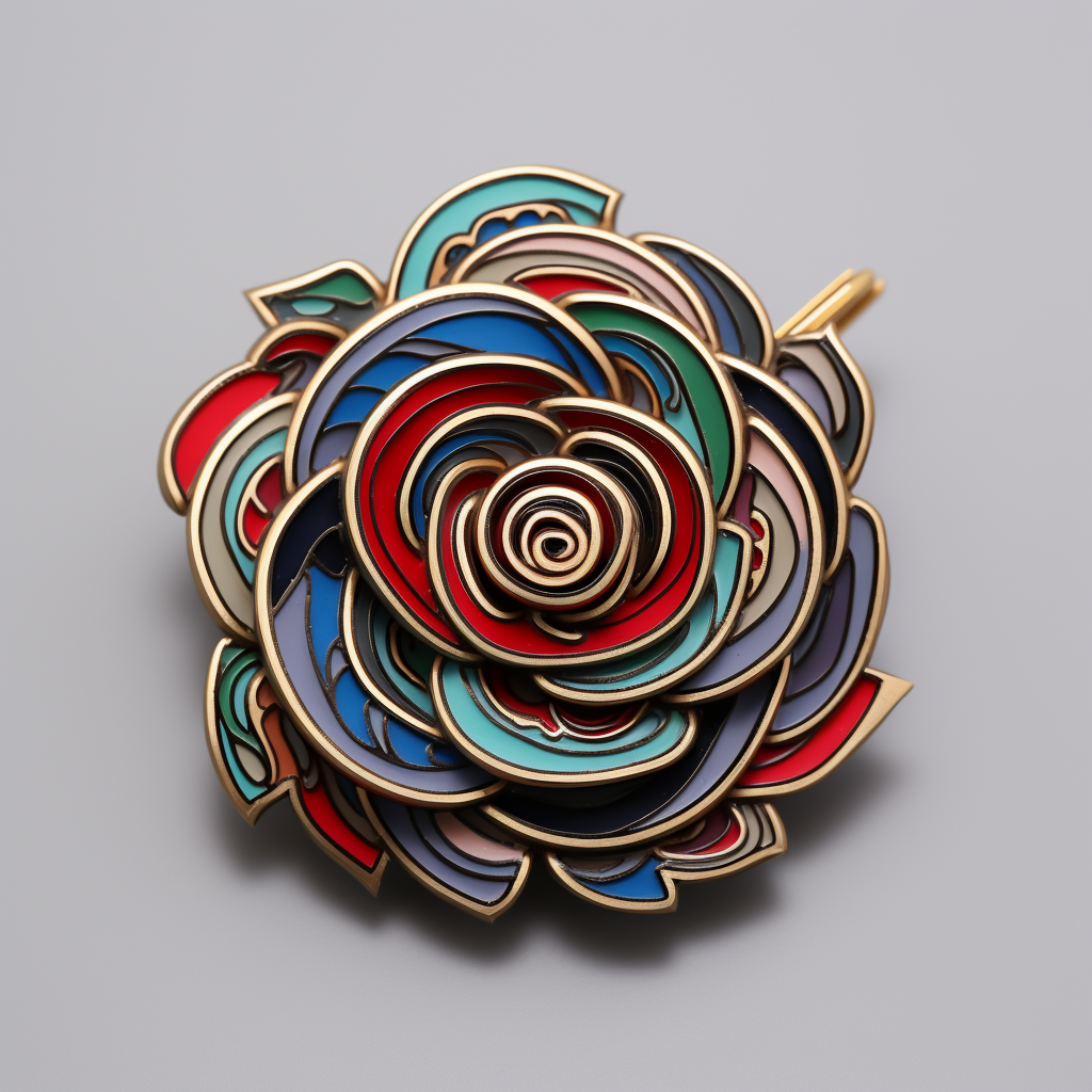 Vibrant cloisonne rose in Fordite design