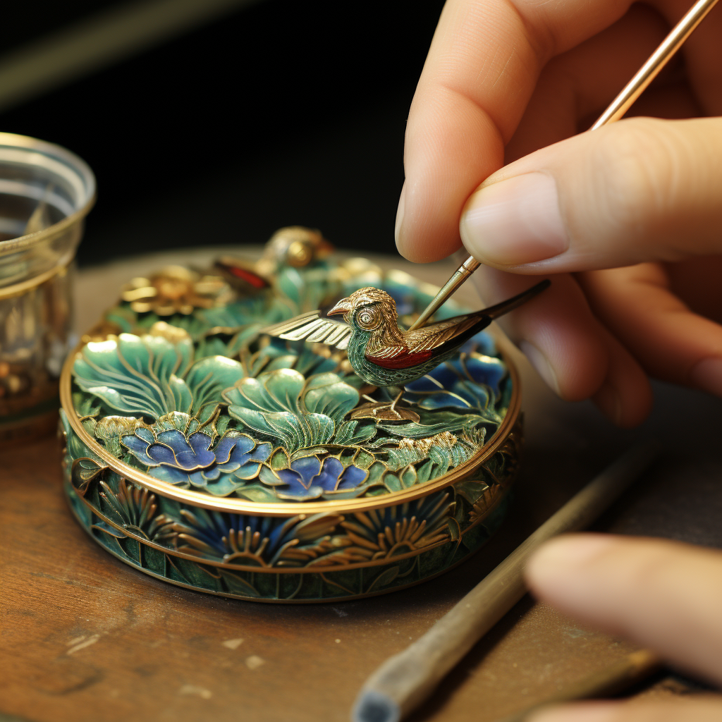 Fine-tuned cloisonné wirework masterpiece