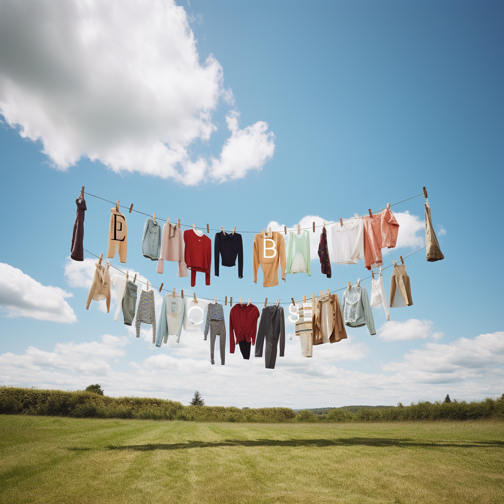 Creative Clothesline With Word  CLOTHES