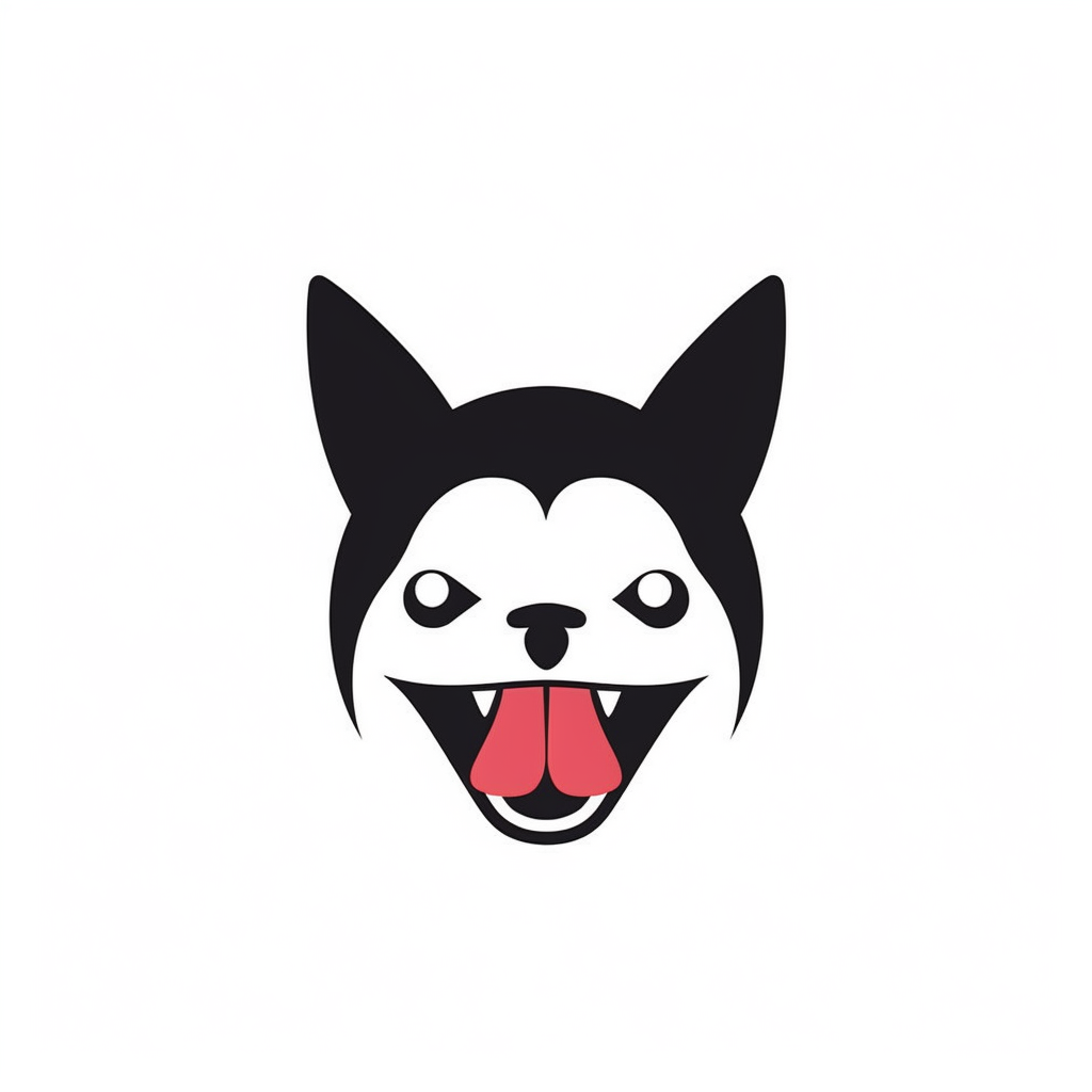 Minimalistic boston terrier mascot embroidery design