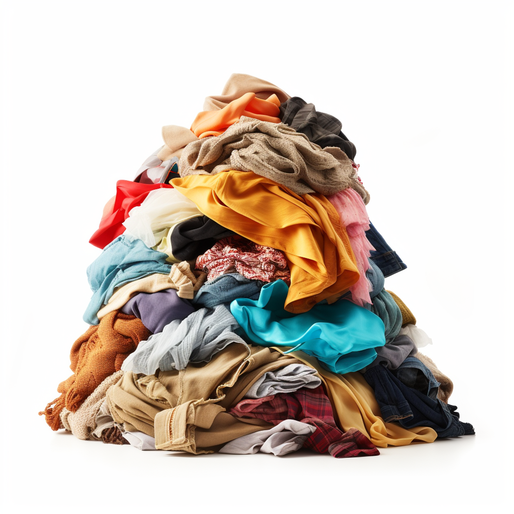 Stylish clothing pile on white background