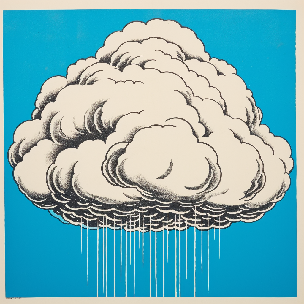 Art Deco cloud drawing poster