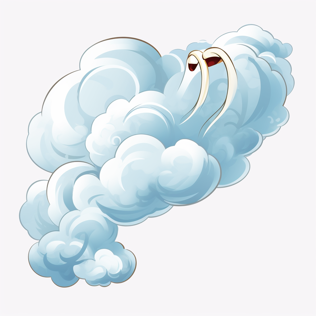 Cartoon cloud blowing wind on transparent background