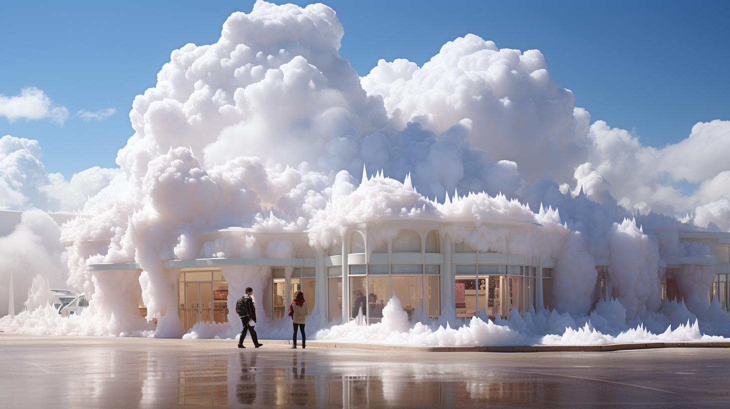 Cloud foam on store roof