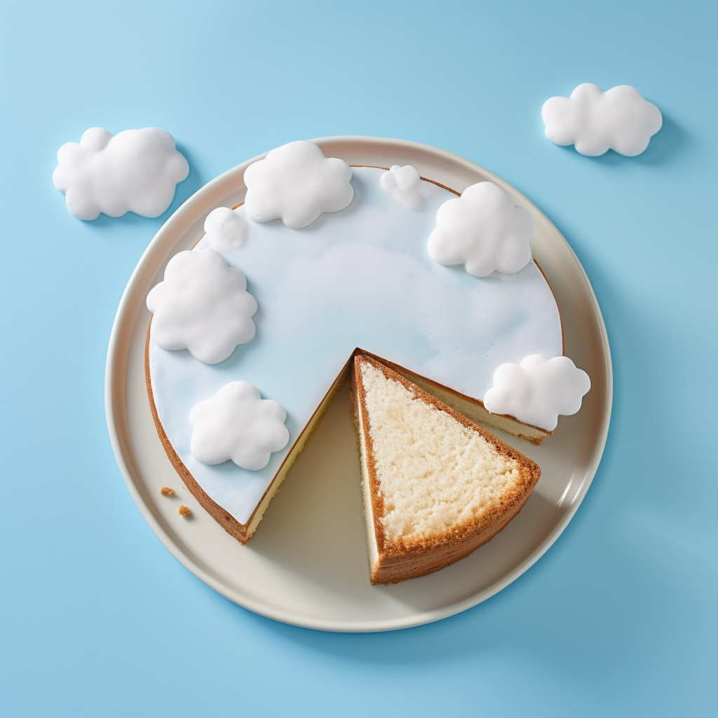 Cloud shaped cake slice