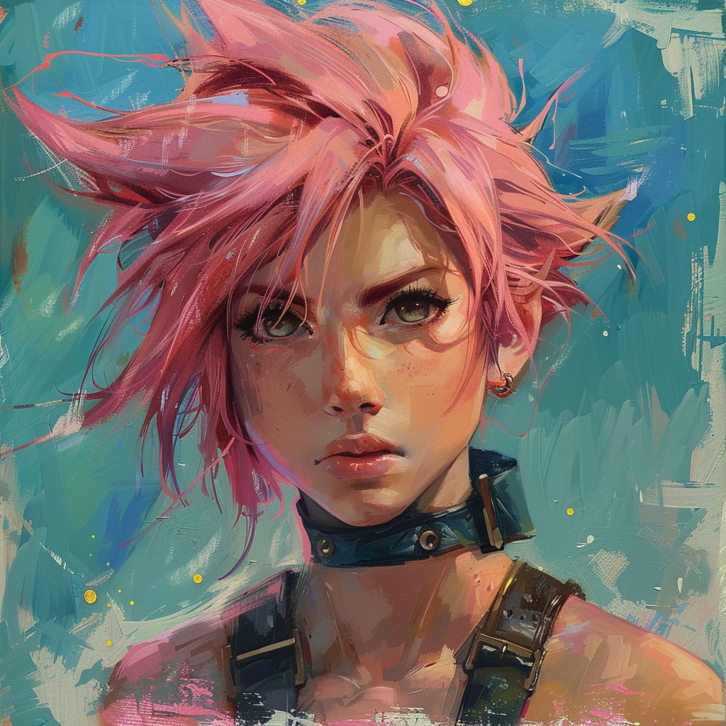 Cloud Strife with pink hair