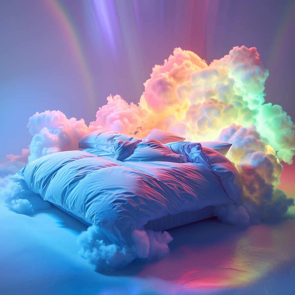 Cloud Bed with Rainbow Lighting