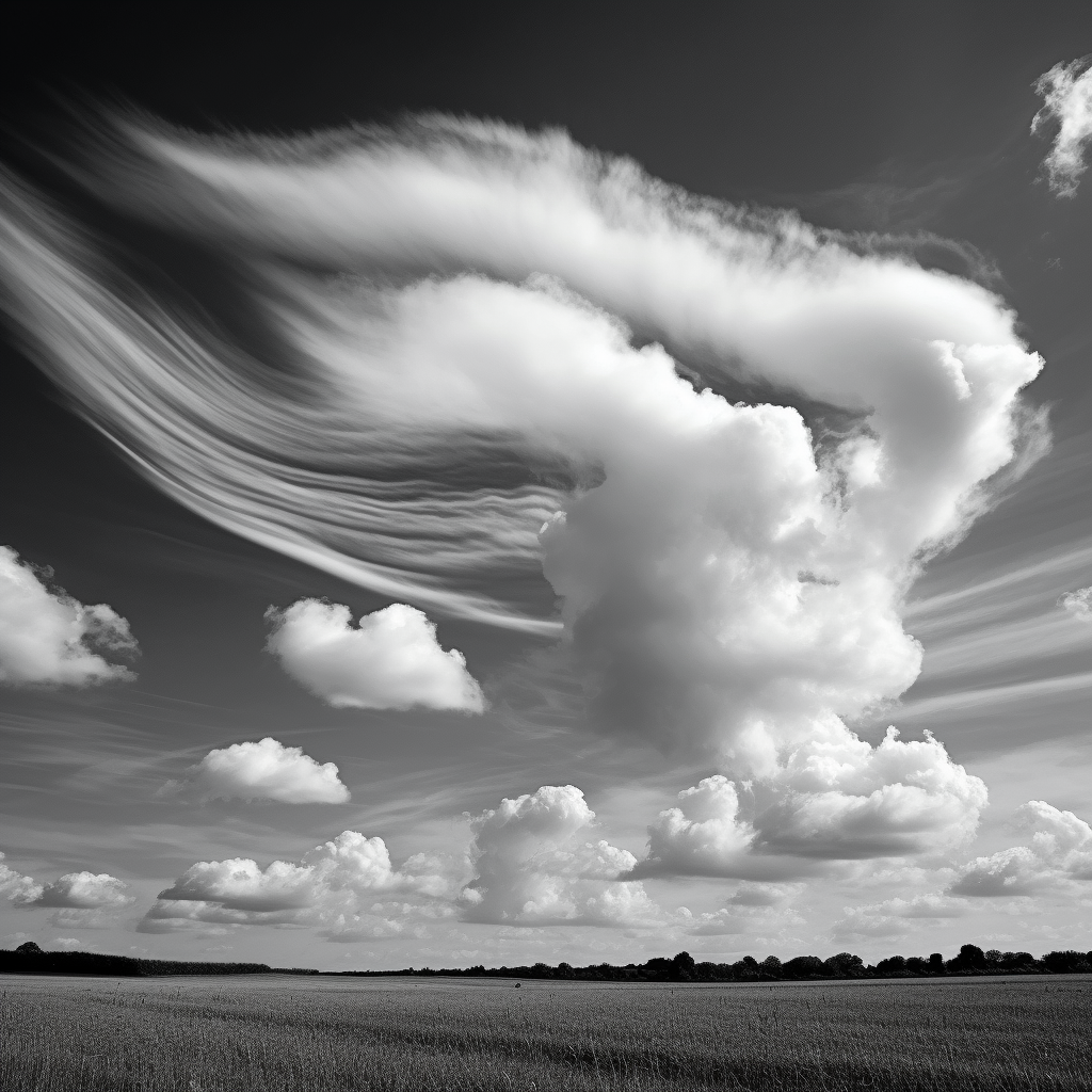 Cloud blowing in wind, simple lines