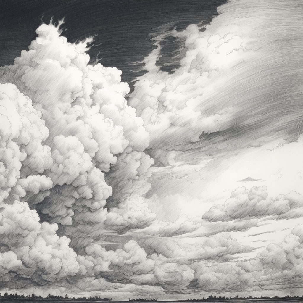 Beautiful clouds sketch with sharp contrast