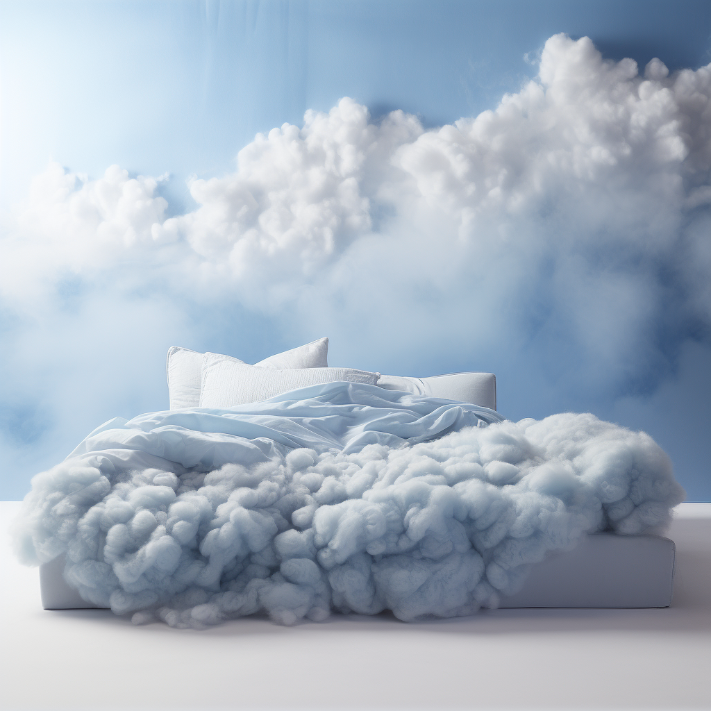 Oversized comfortable plush bed in the clouds