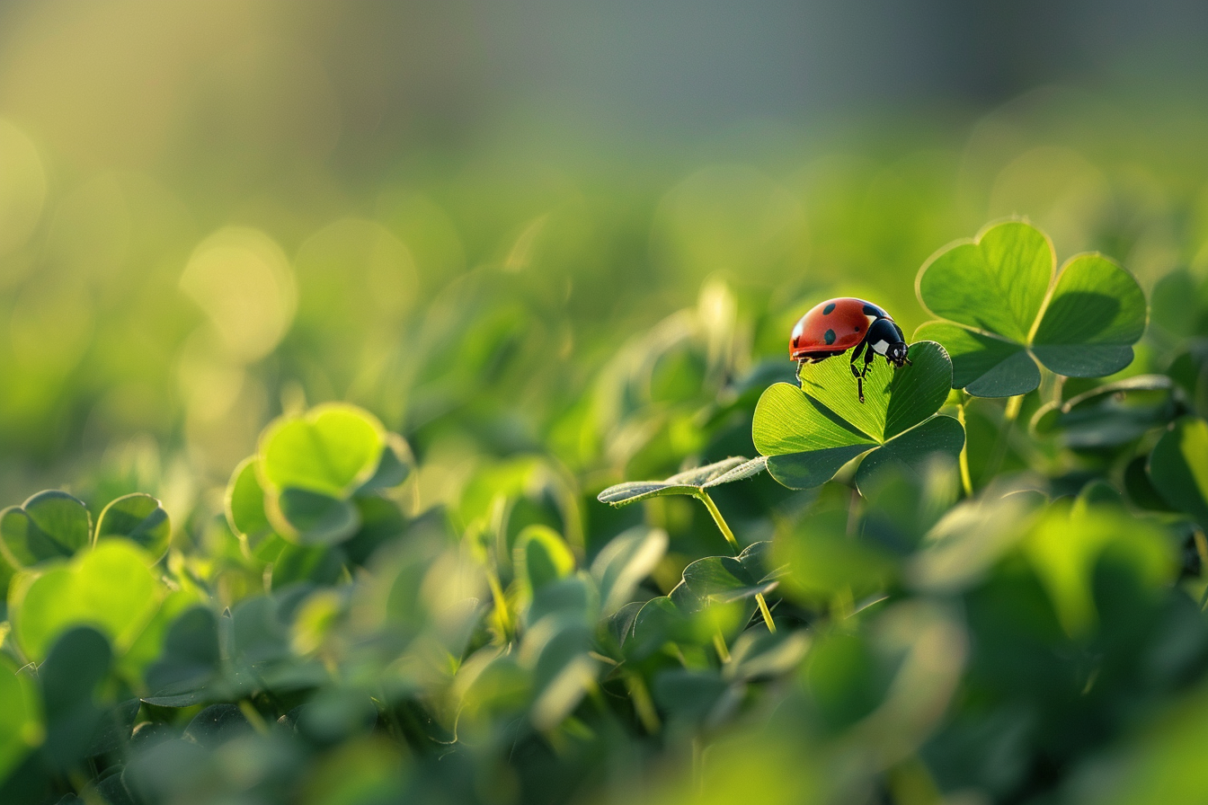 Ladybug on Clover Leaf Photo