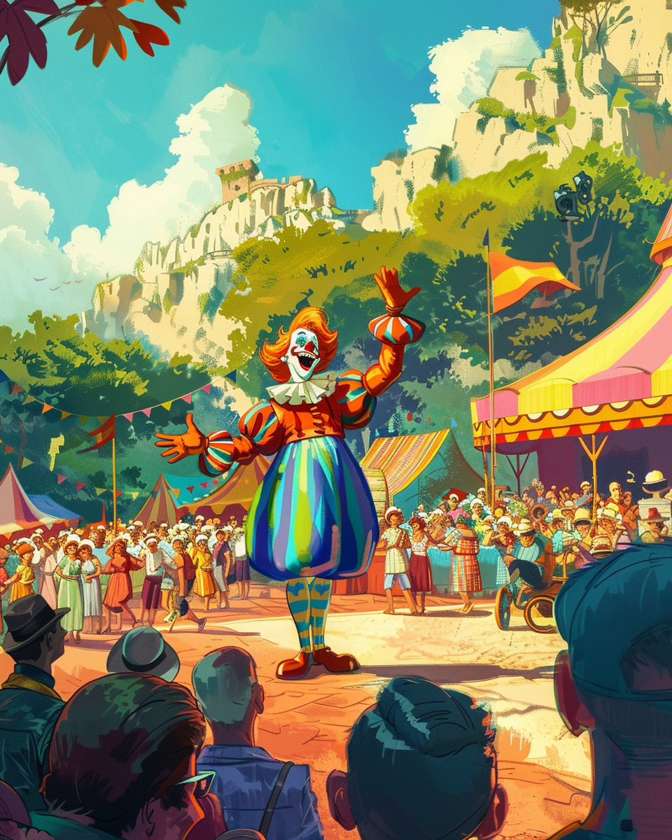 Clown waving at circus