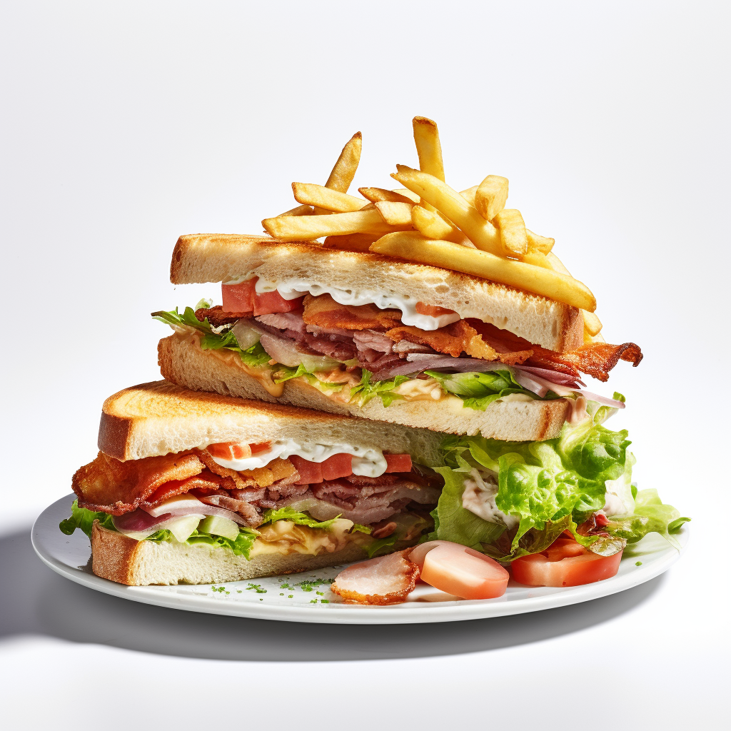 Club sandwich with French fries