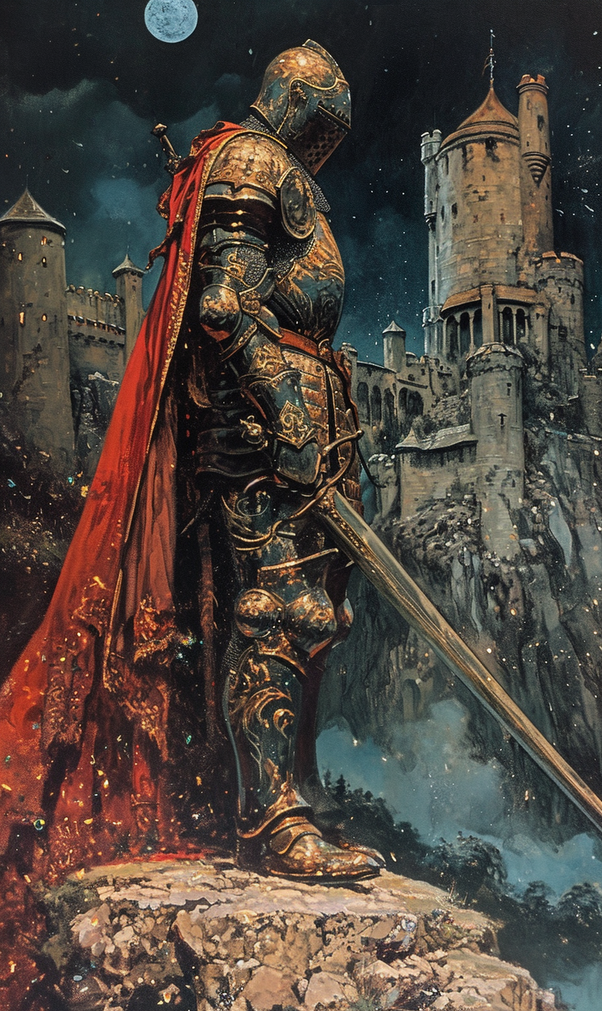 Middle Aged Knight Fantasy Lithograph