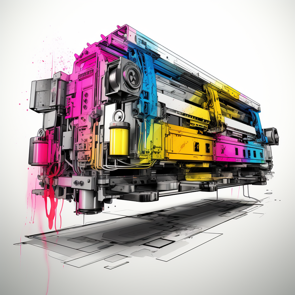 CMYK Ink Cartridges Mechanical Drawing