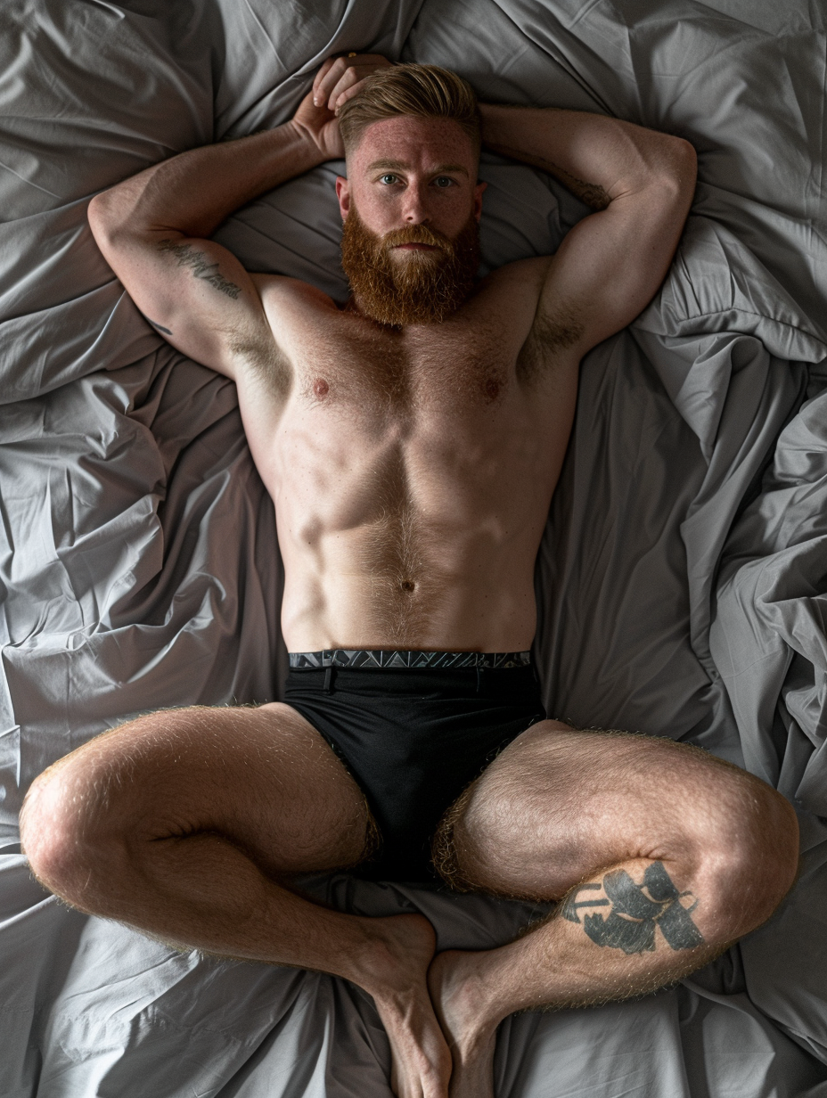 Muscular Coal Miner on Bed