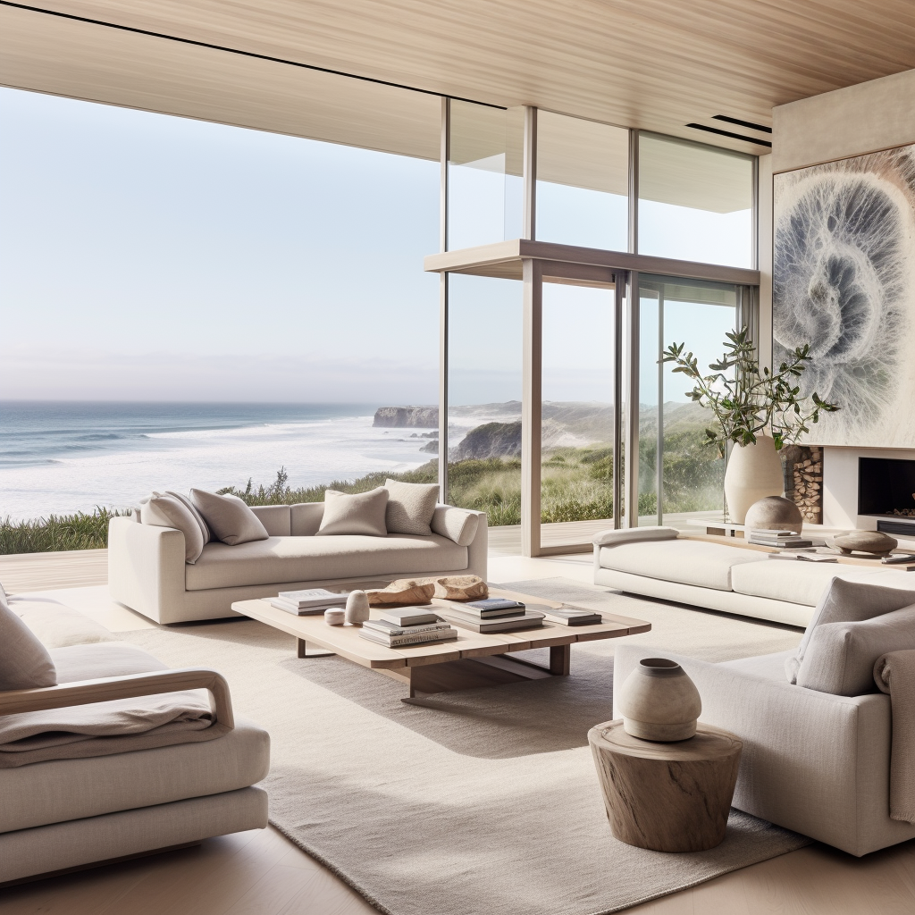 Spacious and Airy Coastal Living Room Design