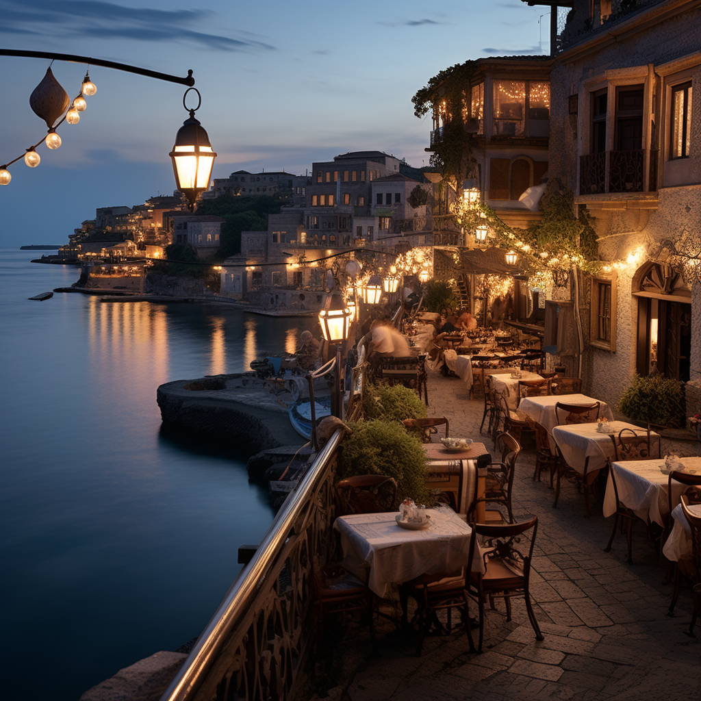 Serene evening at a Turkish coastal town