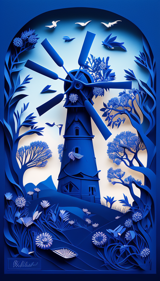 Cobalt Blue Magical Windmill