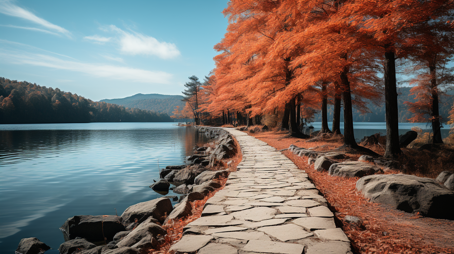 Beautiful Cobblestone Path with Vibrant Colors