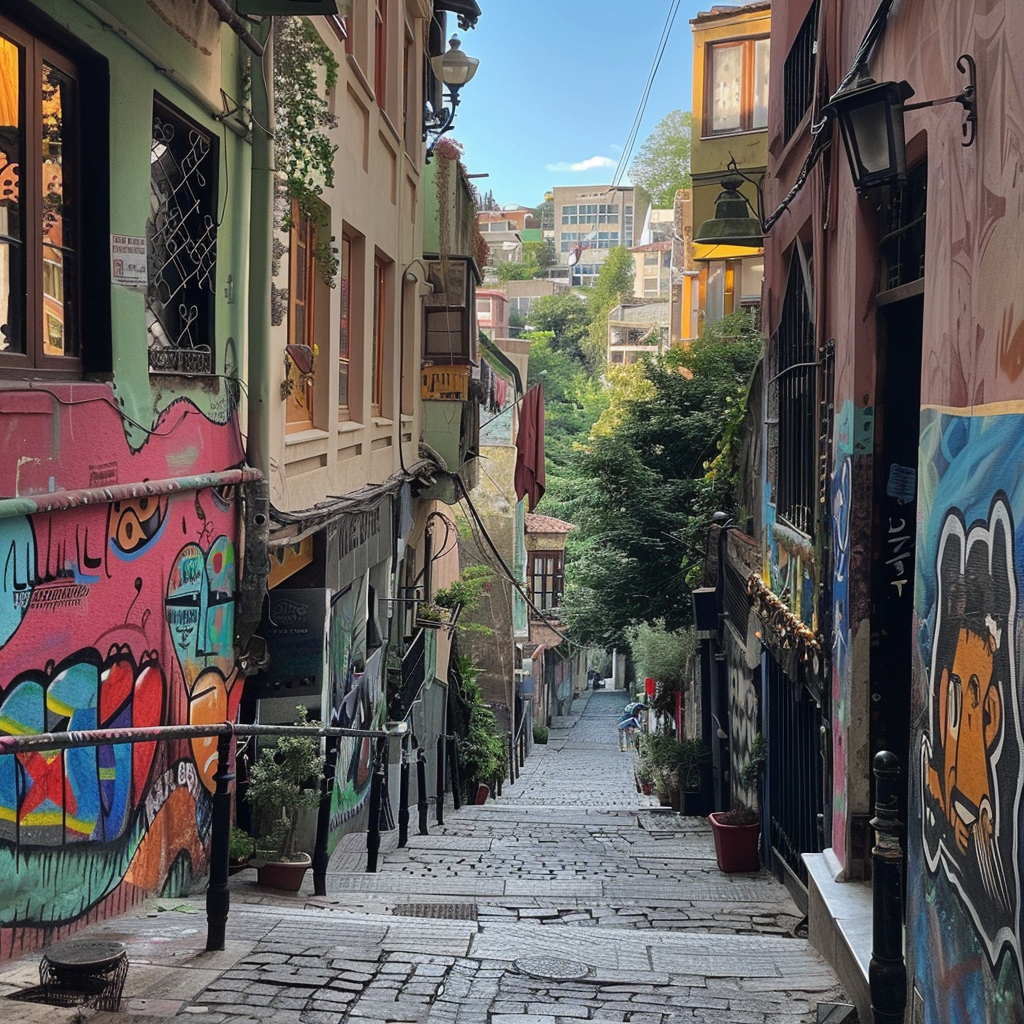 cobblestone street in Beyoglu Karakoy