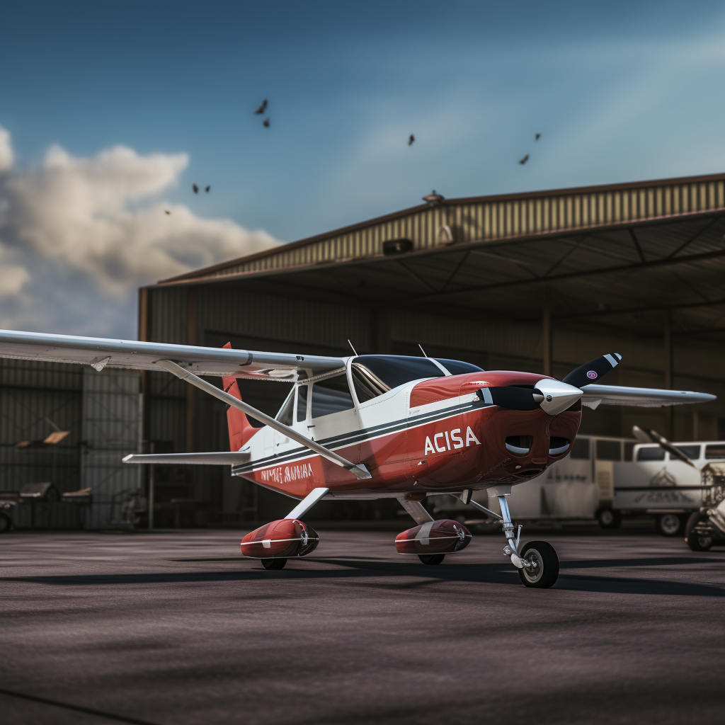 Cessna 210 Aircraft Close to Hangar