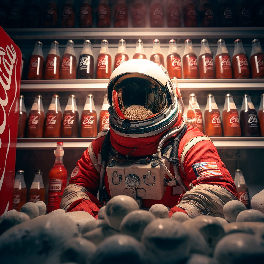 Coca-Cola in Space: Astronaut holding a Coke bottle