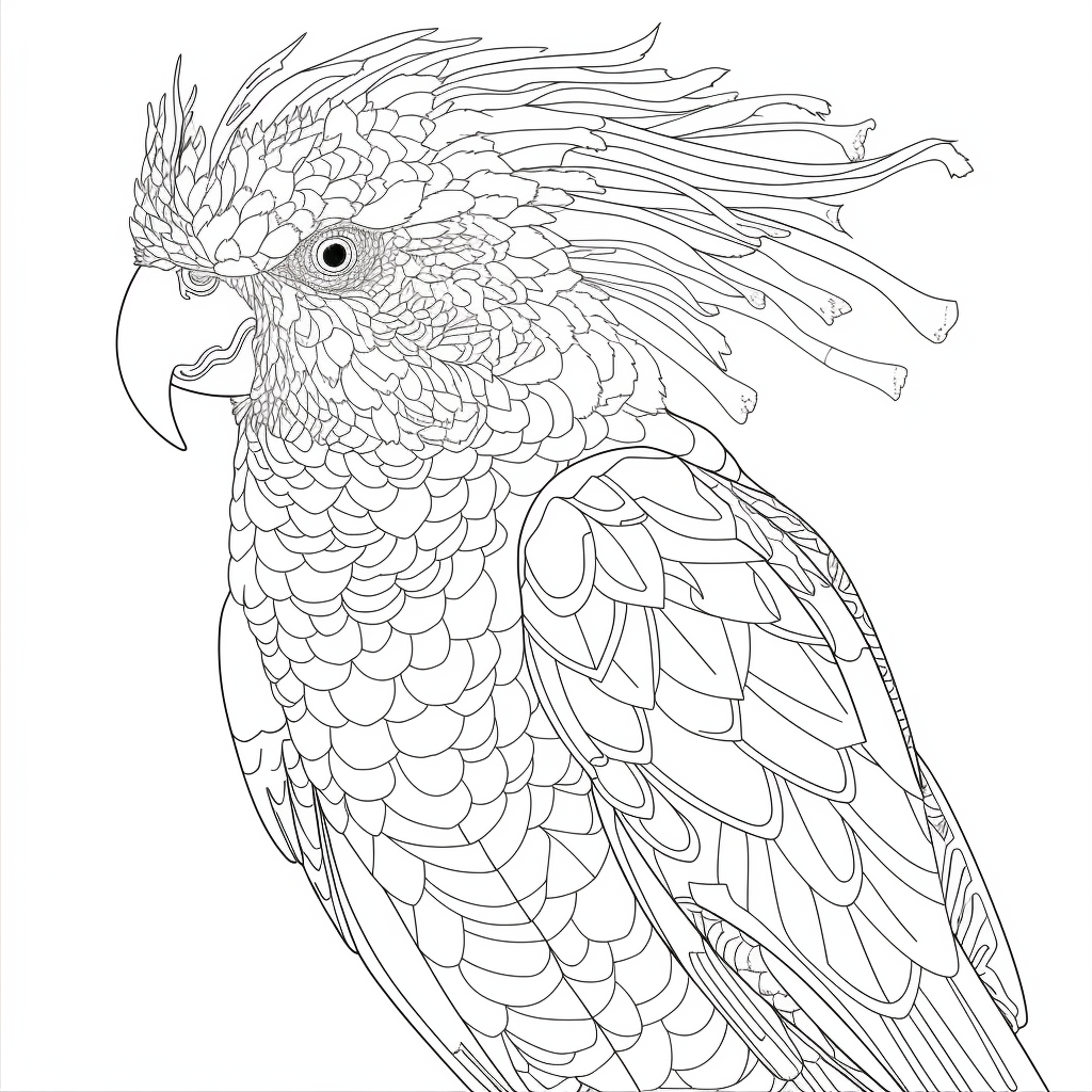 Colorful cockatoo coloring page