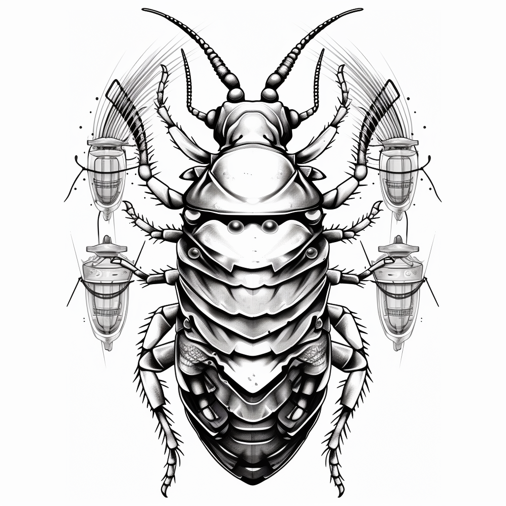 Black and white cockroach military tattoo flash