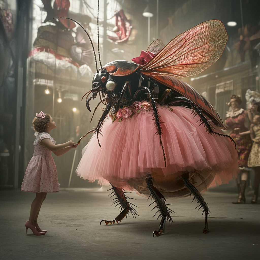 Cockroach in Pink Skirt Outfit