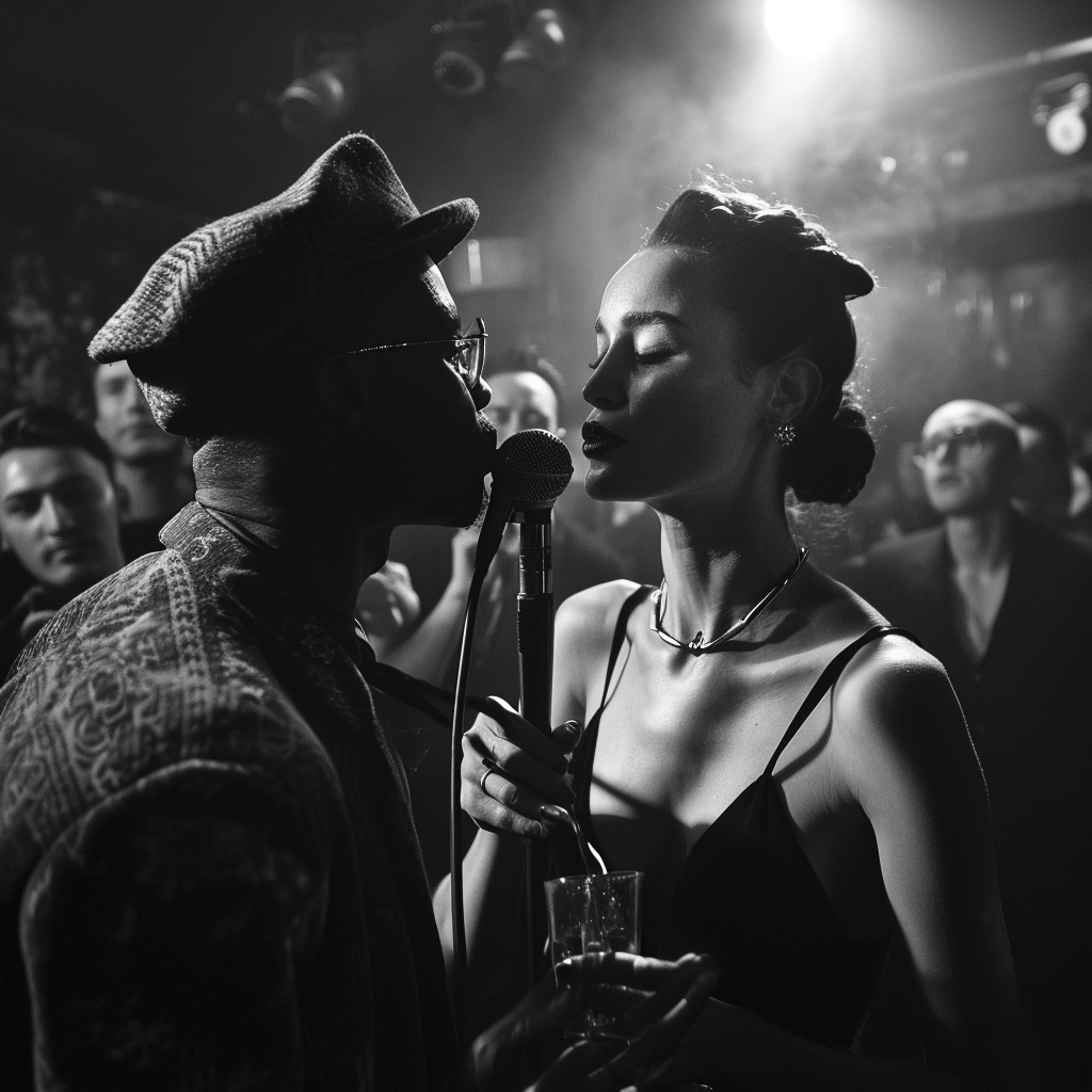 Nightclub-goers enjoying cocktails and music