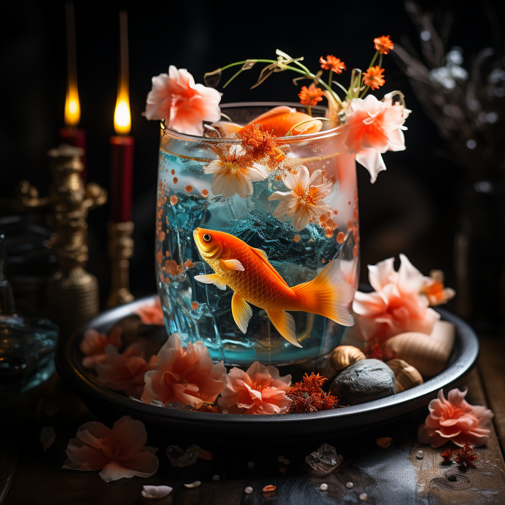 Colorful Cocktail with Koi Fish