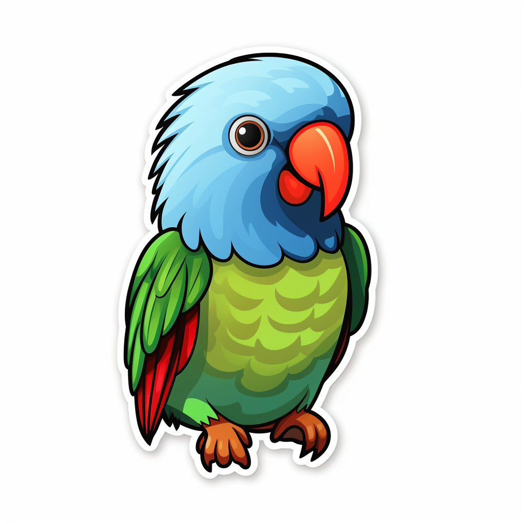 Cute Coconut Lorikeet with Blue Head, Red Belly, and Green Wings