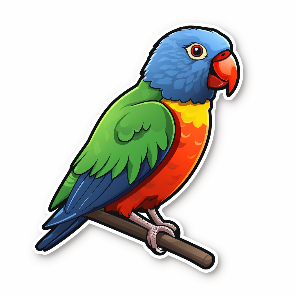 Cute Coconut Lorikeet Sticker Illustration