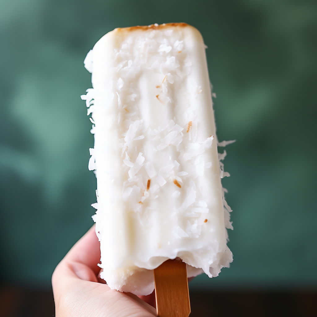 Refreshing coconut ice cream popsicle