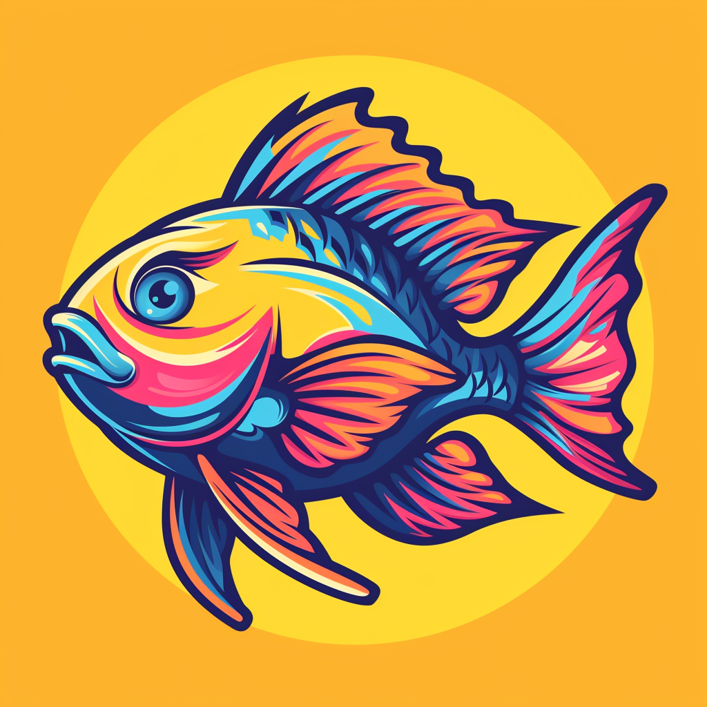 Vibrant codfish mascot cartoon profile