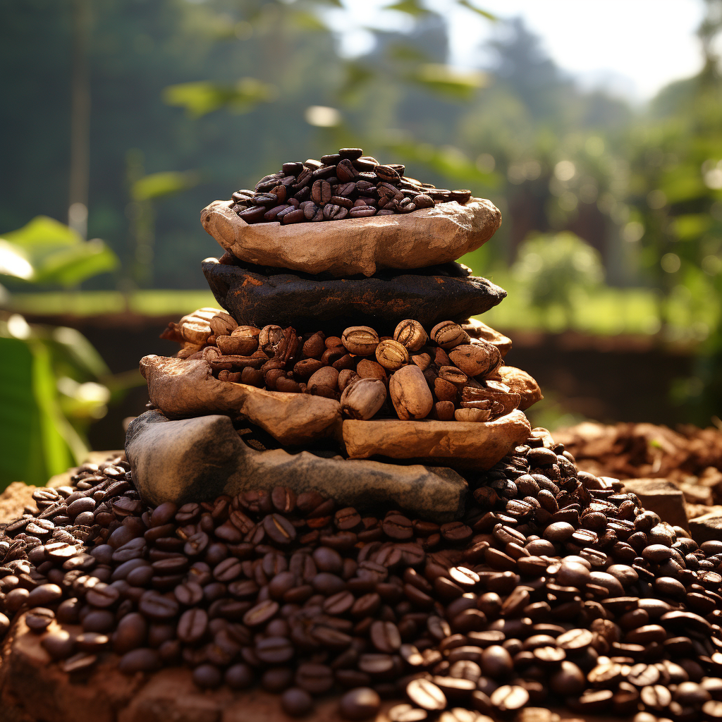 Coffee beans on an Asian coffee farm